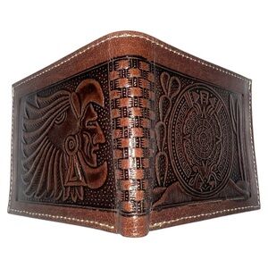 Handmade Mens Mexican 100% Genuine Leather Hand Tooled Embossed Wallet | NEW!!